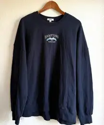 Garage Womens Sweatshirt Navy Blue Hamptons Tennis Crew Neck Oversized Size XL
