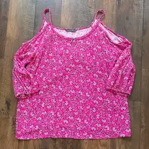 BONMARCHE pink shoulder cut out top, size 20