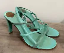 Ralph Lauren heels STRAPPY size 6.5 blue leather wedding guest event party