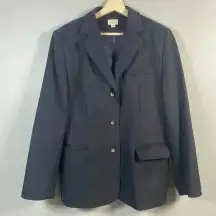 LL Bean Wool Cashmere Blazer 14R Navy Jacket Capsule Minimalist Preppy Vtg‎