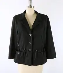 Nina McLemore Black Cinched Waist Button Front Jacket w/ Pockets 8