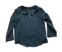 ZARA Basics Black High Neck Long Bell Sleeve with Raw Hems & Top Stud Detail swe