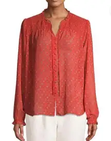 Time and Tru Orange Long Sleeve Blouse XXL