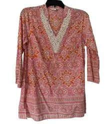 Women’s‎ pink and orange 100% cotton charter club tunic top or perfect coverup