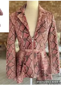 Venus Jacket Pink Animal Print High Low Faux Suede Peplum 8 Party Cocktail Chic