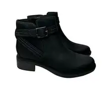 Clarks Maye Strap Ankle Bootie Black Leather 7