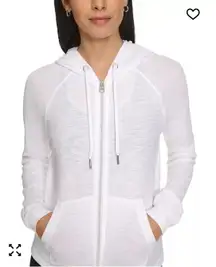 Calvin Klein Performance‎ Women's White Full Zip Up Hoodie Lightweight