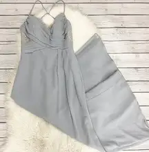 Hayley Paige Silver Chiffon Bridesmaid Dress