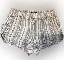 Women stripped black and white shorts