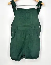 Cider NWT  Women's Medium Kelly Green Corduroy Bib Overall Cuffed Hem Y2k Shorts