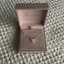 Mia Sarine Gold Necklace with Opal Looking Heart