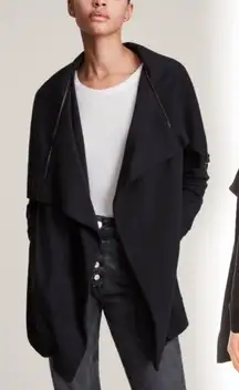 All Saints Dahlia black sweatshirt jacket. Size XS