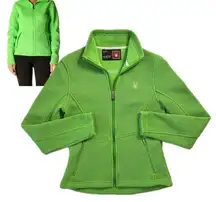 Spyder Women's Small Green Full Zip Base Layer Ski Snow Ribbed Jacket