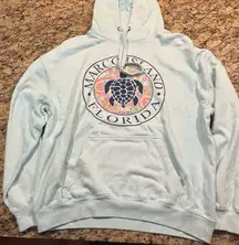 Pacific Co Women Large Marco Island Florida Long Sleeve Hoodie Blue Sweater