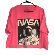 Chemistry NASA Woman’s Astronaut Casual Pink Summer Retro Graphic Crop Top Sz XL