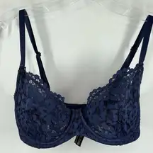 Victoria’s Secret open lace cup navy blue unlined underwire demi bra versatile s