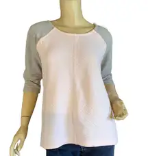 KENAR PINK & GRAY WAFFLE KNIT & MESH SWEATSHIRT (S)