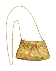NWOT Gold Sequin Mesh Crossbody Bag Evening Clutch Metallic Shiny Purse