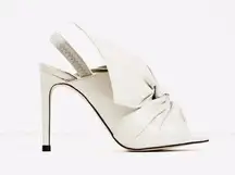 Leather Sandals Heels with Bow 6.5