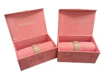 Mary Kay Bundle of (2) Crystal Bangle Bracelets in Pink Velvet Boxes Gifts