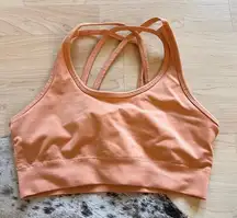 ALPHALETE Peach Crisscross Strappy Revival Sports Bra Size Small‎