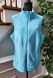 L.L.Bean Women's Sky Blue 100% Fleece Sleeveless Full Zip Casual Vest Size XL