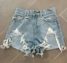 High Waisted Distressed Shorts