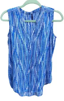 NYDJ COLORFUL SPLIT NECK CONTEMPORARY BLOUSE