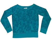 Aeropostale Teal leopard print sweatshirt with‎ pockets Y2k 2000s