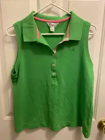 VTG Lilly Pullitzer Women's Size XL Pima Cotton Sleeveless Polo Top Shirt Green