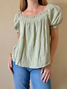 Light Green Peasant Top