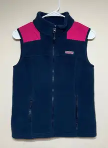 Vineyard Vines Navy Blue Fleece Vest Full Zip Up Small Women