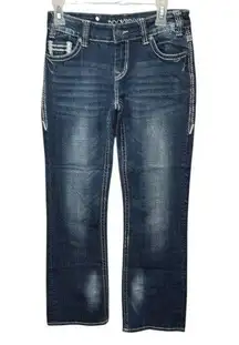Rock & Roll Riding Jeans‎ Bootcut Embellished Pockets Dark Wash 27x32