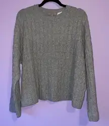 H&M L Wool Blend Cable Knit Sweater Gray