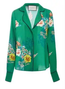 Alexis Brisa  Set Green Floral Blouse & Mini Skirt Size M & L