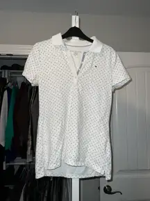 Polka Dot Classic Fit Button Collared Top