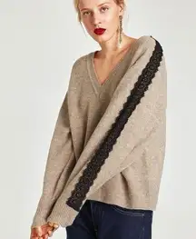 Zara knit  Sweater with Contrasting Lace