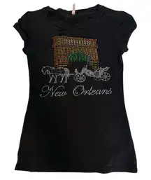 NIB Y2K New Orleans Bedazzled Rhinestone Novelty Tourist Travel Vacation T Shirt