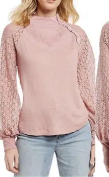 Free People shirt Sweetest Thing Thermal Blush pink