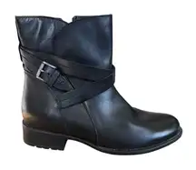 Clarks Cheshuntbe GTX black leather waterproof ankle biker boots size zip 6 1/2