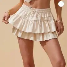 Day + Moon Leather Ivory Ruffle Skirt Women’s Medium