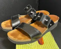 NAOT Ashley Black Leather Rhinestone Embellished Slides Sandals Women's 40‎ US 9