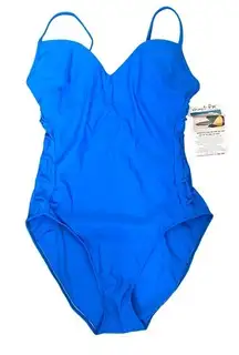 NWT Newport News Sun Streak Royal Blue One Piece Swimsuit 14 T 14T Vintage