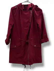 Staccato Hooded Utility Jacket‎ Women’s Size Small Burgundy Zip Front Coat