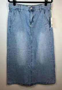 PTCL Denim Maxi Jean Skirt Blue Faded Light Wash Boho Western Y2K Womens Size 31