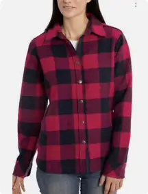 Orvis Red Black Buffalo Plaid Fleece Lined Flannel Jacket Size large