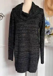 AB Studio Cowl Neck Marled Black Sweater