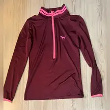 Victoria's Secret pink ultimate Maroon quarter zip sweatshirt sweater jacket