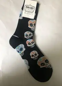 Sugar Skull Socks Day Of The Dead Novelty Footwear Unisex W10-12.5 M8.5-13