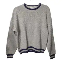 United States Sweaters Vintage  Cotton Chunky Nubby Sweater Gray Purple Size L